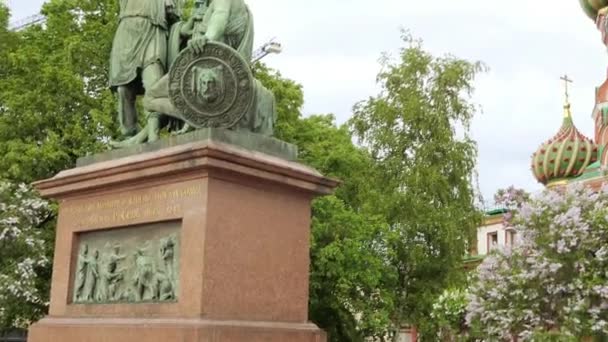 Βασίλι Blazhennogo Μητρόπολη Και Μνημείο Minin Και Pozharsky Κόκκινη Πλατεία — Αρχείο Βίντεο