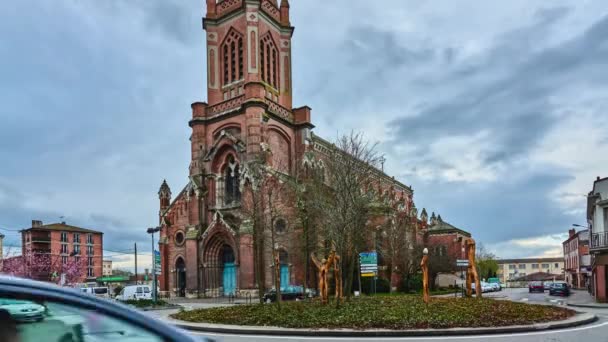 Iglesia Saint Orens Iglesia Católica Encuentra Departamento Francés Tarn Garonne — Vídeo de stock