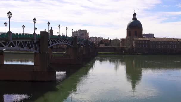 Pont Saint Pierre Toulouse France Passe Sur Garonne Relie Place — Video