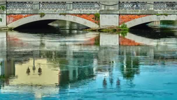 San Martino Bron Över Floden Sile Treviso Italien — Stockvideo
