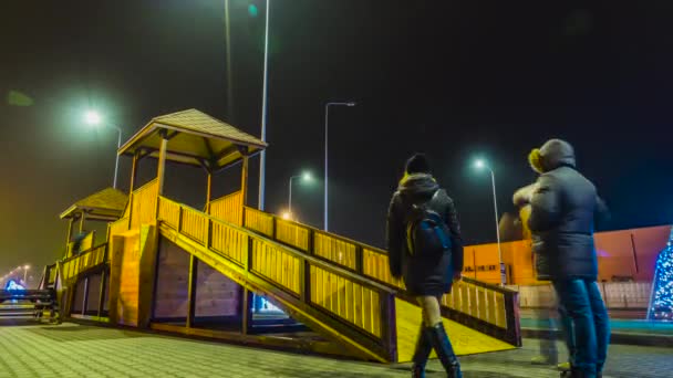 Brest Bélaro Diciembre 2017 Timelapse Los Niños Madera Deslizan — Vídeos de Stock