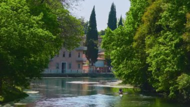 Sile Nehri Kuzey Treviso, Veneto, İtalya.