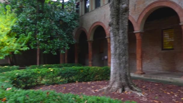 Ferrara Italy Square Santa Anne Portal Adjoining Cloister Portico Remains — Stock Video