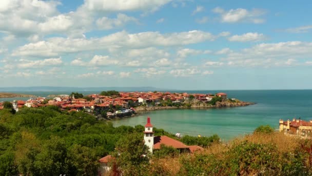 ソゾポル市はブルガス南ブルガリアの黒海沿岸の南 に位置する古代海辺の町です 今日それは国の主要な海辺のリゾートの一つ — ストック動画