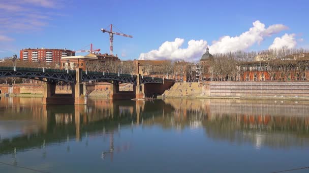 Puente Saint Pierre Toulouse Francia Pasa Por Garona Conecta Lugar — Vídeos de Stock
