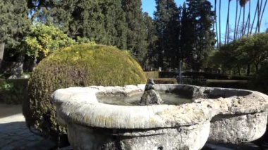 Alcazar bahçeleri. Kraliyet sarayıdır orijinal Endülüs Müslüman kralları tarafından Gelişmiş Seville, Endülüs, İspanya, Alcazar Seville.