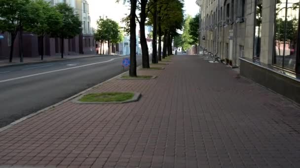 Gorodskoj Val Street Centralną Część Mińsku Białorusi Jednej Najbardziej Ruchliwych — Wideo stockowe