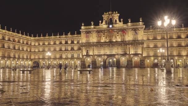 Plaza Mayor Main Plaza Salamanca Spanje Grote Plaza Ligt Het — Stockvideo