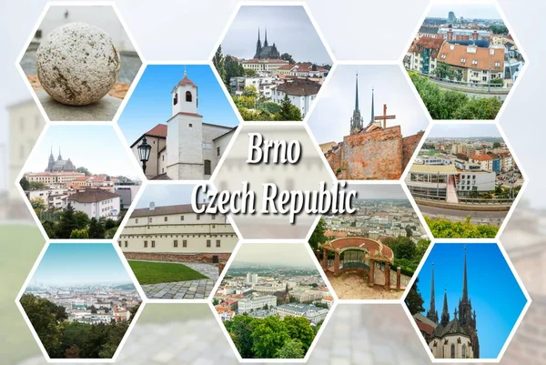 Fotocollage Brno Eine Stadt Mähren Tschechische Republik Schloss Kathedrale — Stockfoto