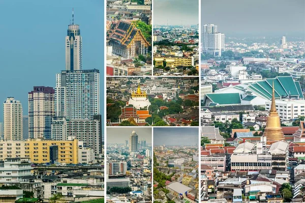 Fotoğraf Kolajı Tayland Başkenti Bangkok Güneydoğu Asya — Stok fotoğraf