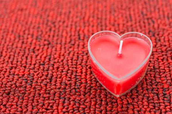 Small Red Candle Shape Heart Red Woolen Carpet — Stock Photo, Image