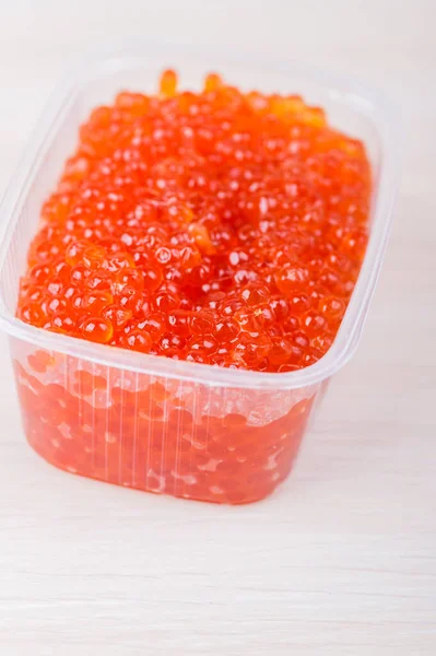 Red Salmon Roe Plastic Container — Stock Photo, Image