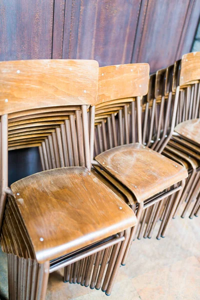 Many Old Wooden Chairs Stacked Top Each Other — Stock Photo, Image