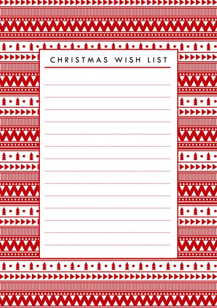 Lista Deseos Navidad Vectorial Papel Blanco Plantilla Vacaciones Imprimible Para — Vector de stock