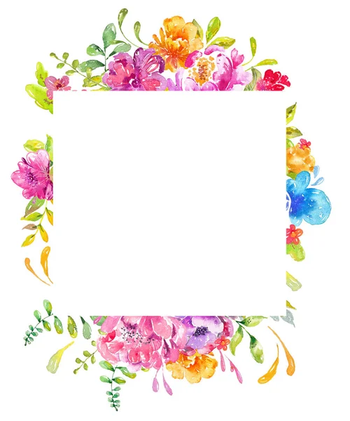 Acuarela Hermoso Diseño Floral Composición Floral Pintada Mano Sobre Fondo —  Fotos de Stock