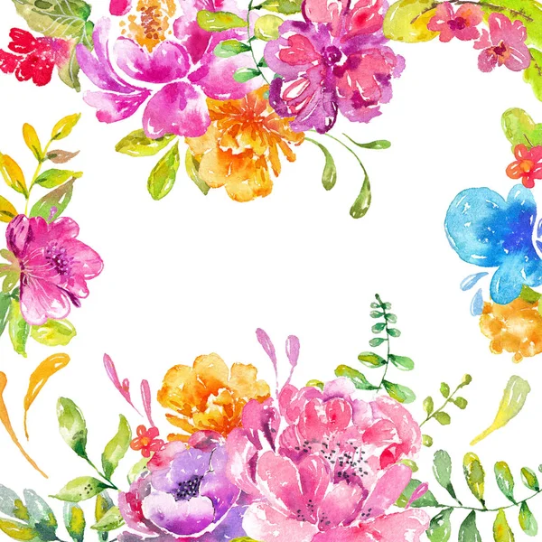 Acuarela Hermoso Diseño Floral Composición Floral Pintada Mano Sobre Fondo — Foto de Stock