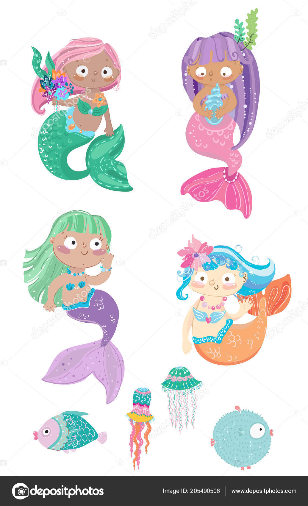 漫画カラフルな人魚が魚とかわいいデザイン スクラップブッ キング カード 文房具 他のクラ ゲの設定します ストックベクター C Vasilek 漫画カラフルな人魚が魚とかわいいデザイン スクラップブッ キング カード 文房具 他のクラ ゲの設定します ストックベクター C Vasilek