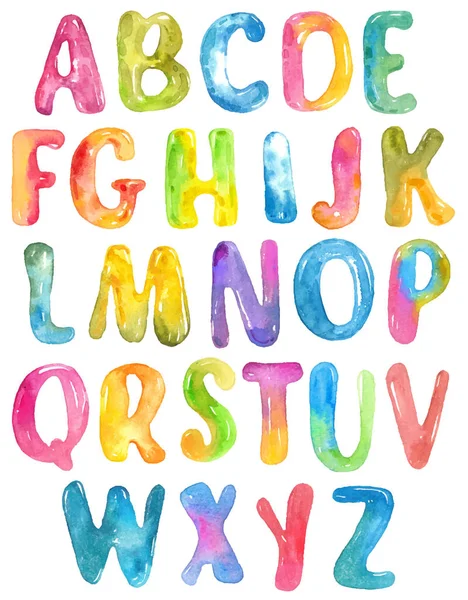 Abc Letras Aquarela Alfabeto Sobre Branco Para Projeto Bonito — Vetor de Stock