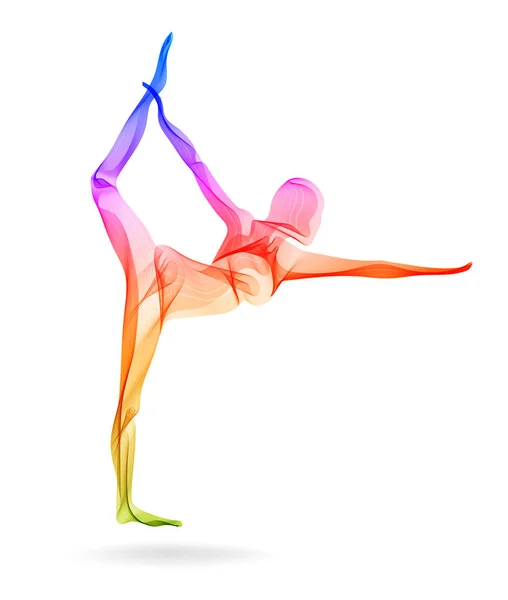 Silhouette abstraite de femme, pose de yoga, asana — Image vectorielle