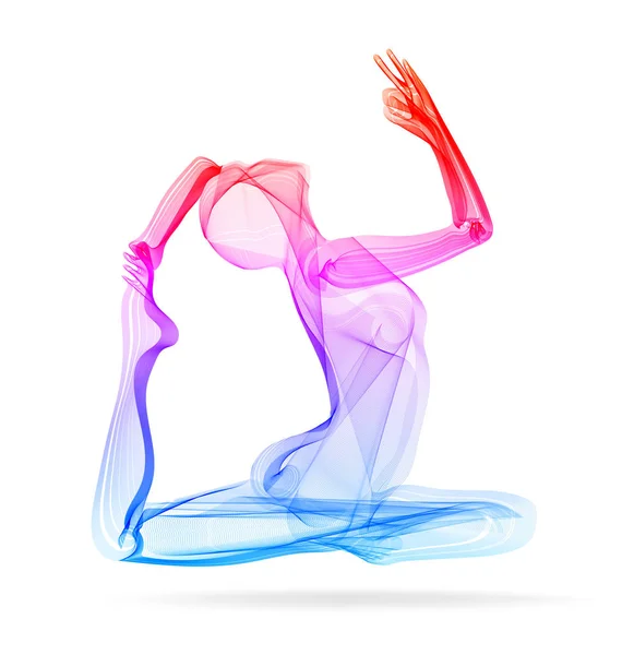 Silueta de mujer abstracta, pose de yoga, asana — Vector de stock