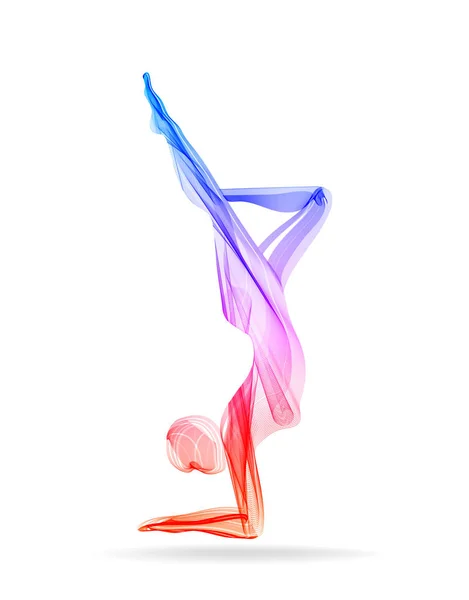 Silueta abstractă a femeii, poza yoga, asana — Vector de stoc