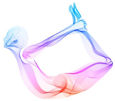 Soyut insan silueti, yalancı yoga poz, asana, parlak, col