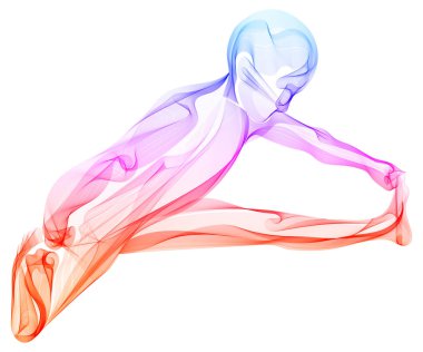 Soyut insan silueti, oturma yoga poz, asana, parlak, c