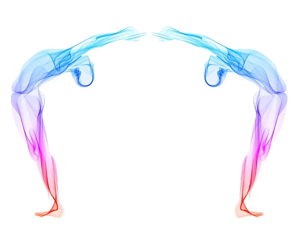 Абстрактный человеческий силуэт, стоящая поза йоги, асана — стоковое фото