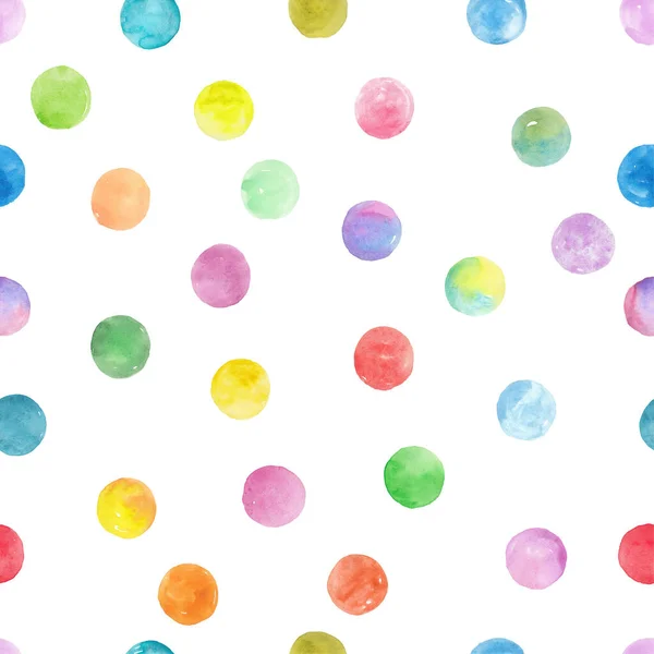 Polka Dot模式，无缝隙水彩画背景 — 图库照片