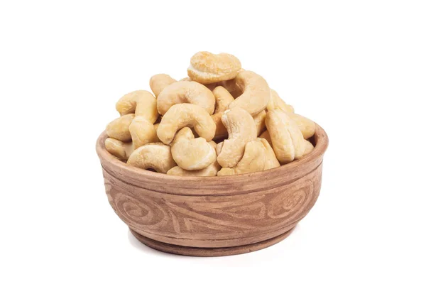 Cashewnötter Brun Kopp Isolerat Den Vita Bakgrunden — Stockfoto