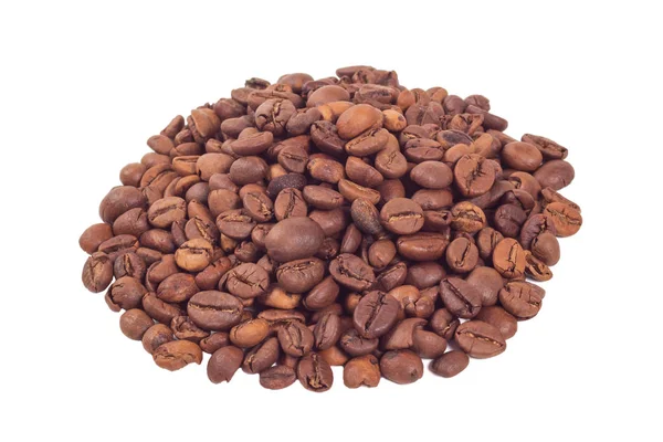 Haldy Kávová Zrna Izolovaných Bílém Pozadí — Stock fotografie
