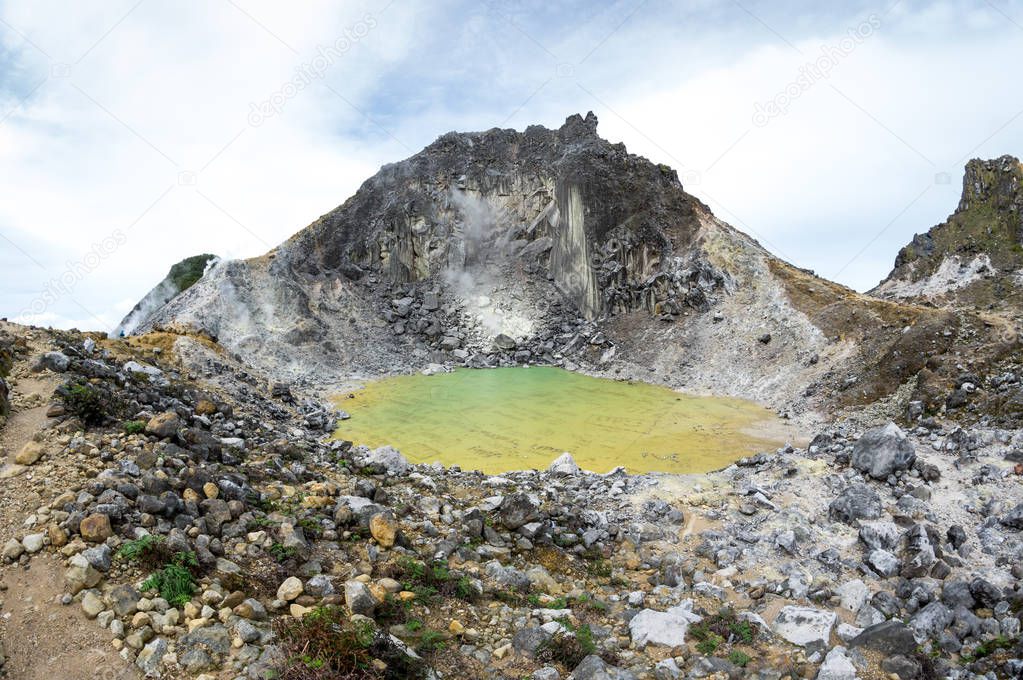 The crater of volcano Sibayak on island Sumatra, Indonesia