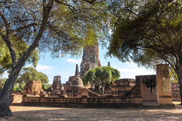 Ayutthaya Tayland Eski Şehir Kalıntıları Görünümünü — Stok fotoğraf