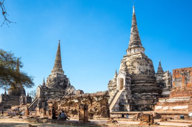 Ayutthaya, Tayland eski şehir kalıntıları görünümünü