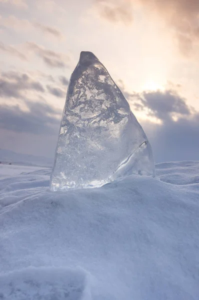 Glace Lac Baïkal Profond Grand Lac Eau Douce Par Volume — Photo