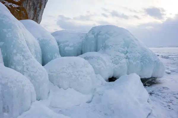 Ledové Jezero Bajkal Největší Nejhlubší Sladkovodní Jezero Podle Objemu Světě — Stock fotografie