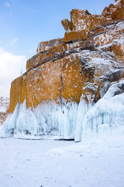 Lód Jezioro Bajkał Największe Najgłębsze Jezioro Słodkowodne Objętości Świecie Znajduje — Zdjęcie stockowe