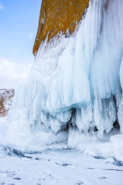 Hielo Del Lago Baikal Lago Agua Dulce Más Profundo Más — Foto de Stock