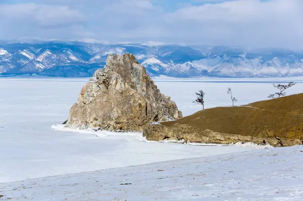 Cape Burkhan Shaman Rock Ilha Olkhon Lago Baikal Sibéria Rússia — Fotografia de Stock