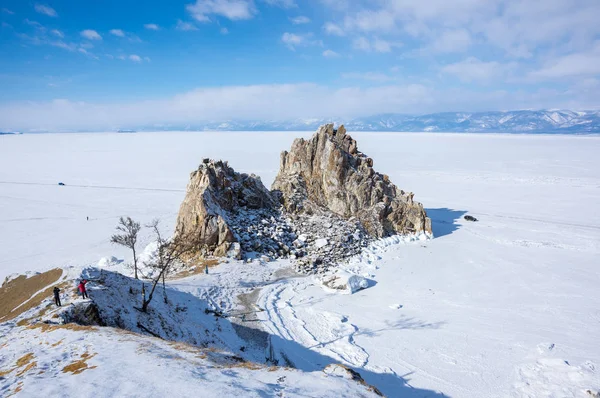Vista Del Lago Baikal Invierno Lago Agua Dulce Más Profundo — Foto de Stock