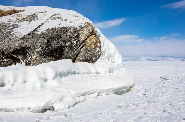 View of Lake Baikal in winter, the deepest and largest freshwater lake by volume in the world, located in southern Siberia, Russia