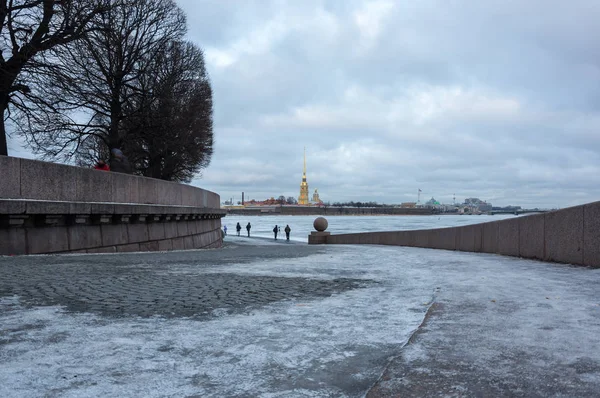 俄罗斯圣彼得堡 2016 Vasilyevsky 岛和保罗和彼得的堡垒 在冬天 圣彼得堡 俄罗斯 — 图库照片