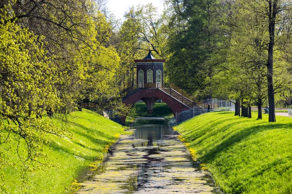 Puente Sobre Canal Parque Alejandro Tsarskoe Selo Pushkin San Petersburgo —  Fotos de Stock