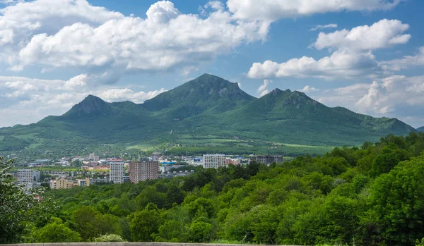 Beshtau is an isolated five-domed igneous mountain near Pyatigorsk in the Northern Caucasus, Russia