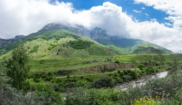 Vista Panorámica Garganta Baksan Las Montañas Del Cáucaso Kabardino Balkaria — Foto de Stock