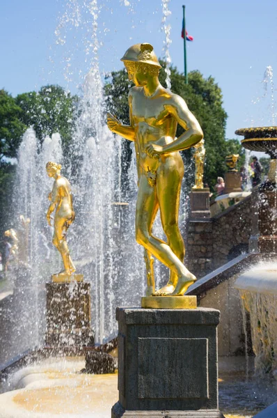 Saint Petersburg Russia July 2016 Fountains Grand Cascade Saint Petersburg — Stock Photo, Image