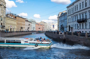 Saint-Petersburg, Rusya-03 Ekim 2016: Görünüm Moika nehir içinde tarihi merkezi Saint-Petersburg, Rusya Federasyonu set of