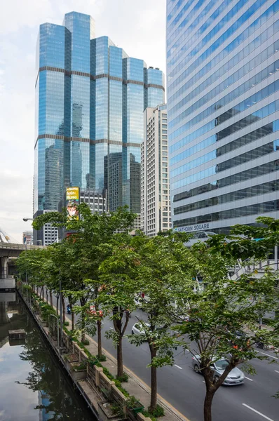 Bangkok Thajsko Ledna 2017 Pohled Moderních Staveb Centrální Obchodní Čtvrti — Stock fotografie