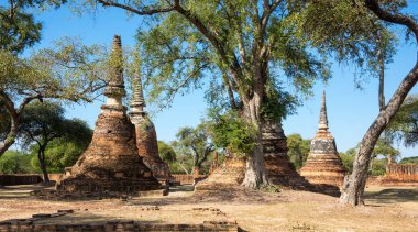 Ayutthaya, Tayland eski şehir kalıntıları görünümünü
