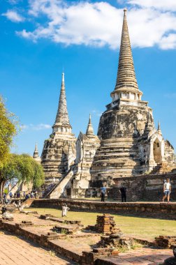 Ayutthaya, Tayland eski şehir kalıntıları görünümünü